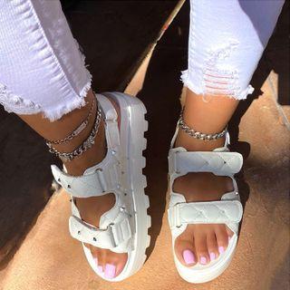 Studded Adhesive Strap Platform Sandals