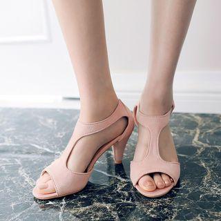 T-bar Peep Toe Heel Sandals
