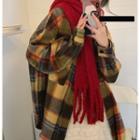 Plaid Loose-fit Shirt Jacket / Padded Midi Skirt