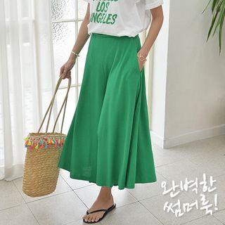 Elasticized Band Crop Wide-leg Pants