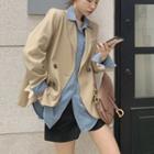 Plain V-neck Blazer / Plain Loose-fit Blouse