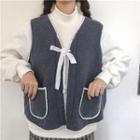 Mock-neck Pullover / Bow Knit Vest
