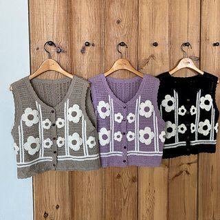 Flower Crochet Crop Vest