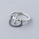 925 Sterling Silver Cross & Chain Open Ring As Shown In Figure - One Size