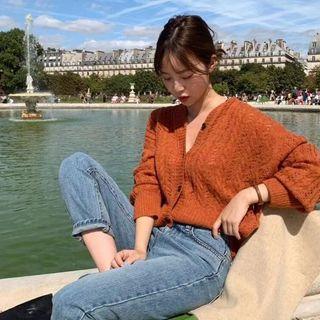 Batwing-sleeve Pointelle Knit Cardigan