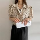 Puff-sleeve Polka-dot Zip Jacket