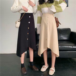High-waist Asymmetric Knit Skirt