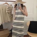 Sleeveless Striped Knit Maxi Dress