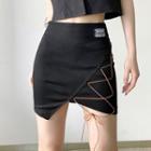 Lace Up Asymmetrical Mini Sheath Dress