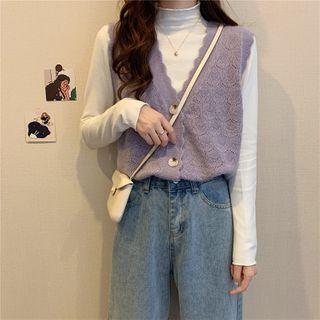 Mock-turtleneck Knit Top / Knit Vest