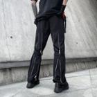 Zip-accent Buckled Detail Straight Leg Pants