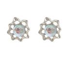 Flower Glass Alloy Earring 1 Pair - Silver & Light Blue - One Size