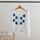 Floral Embroidered Chiffon Panel Blouse