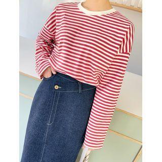 Asymmetric Long Denim Skirt