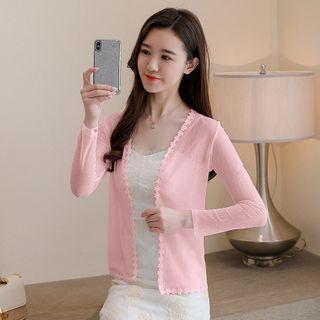 Plain Lace Trim Cardigan