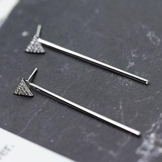 925 Sterling Silver Rhinestone Triangle Drop Earring