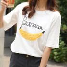 Sequined-lettering Banana T-shirt