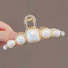 Faux Pearl Hair Claw Ly2667 - White & Gold - One Size