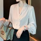 Puff-sleeve Double-breasted Shirt