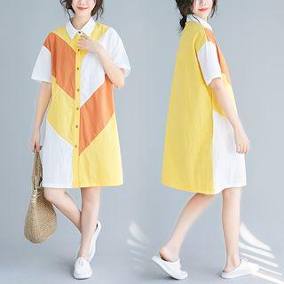Color Short-sleeve Shirt Dress