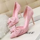 Pointed Bow Stiletto Heel Pumps