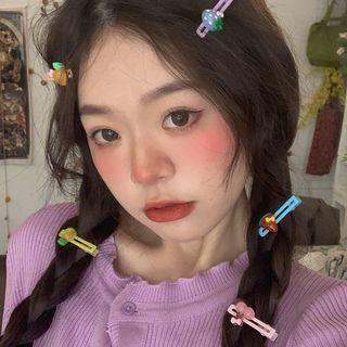 Set Of 5: Fruit Hair Clip Set Of 5 - Yellow & Pink & Purple - One Size