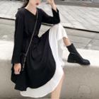 Set: Long Sleeve Dress + V-neck Top Set Of 2 - One Size