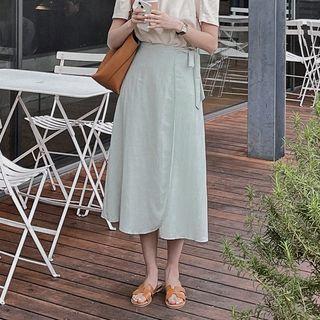Zip-side Midi Wrap Skirt