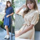 Plain Short-sleeve Shirt Dress
