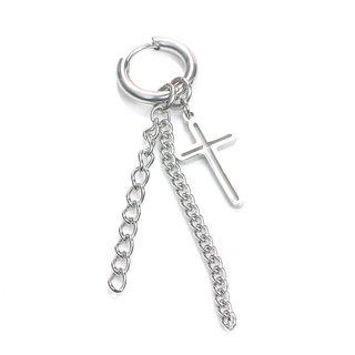 Cross & Chain Fringed Earring As Shown In Figure - One Size