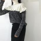 Turtleneck Ruffled Knit Sweater As Shown In Figure - One Size