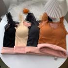 Plain Lace Panel Fleece Tank Top