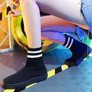 Elastic Fabric Knit High-top Platform Sneaker