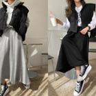 Band-waist Fleece-lined Flared Long Skirt