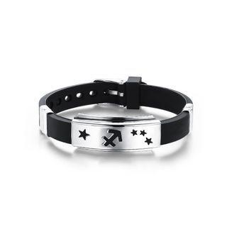 Simple Fashion Twelve Constellation Sagittarius Geometric 316l Stainless Steel Silicone Bracelet Silver - One Size