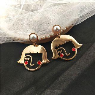 Faux Pearl Face Drop Earring / Clip-on Earring