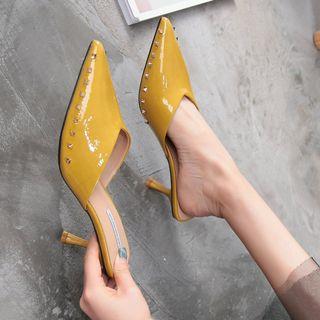 High Heel Studded Mules