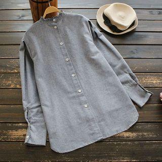Long-sleeve Ruched Neck Top