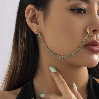 Faux Crystal Nose Chain Alloy Earring