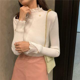 Mock Two-piece Ruffle Trim Top