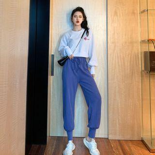 Cropped Harem Pants / Lettering Cropped Sweatshirt