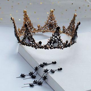 Wedding Faux Crystal Tiara / Fringed Earring
