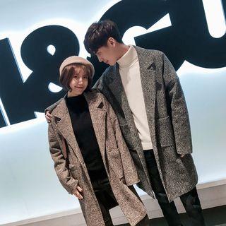 Couple Matching Melange Single-buttoned Coat