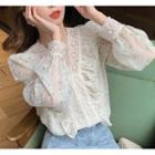Floral Print Lace Ruffled Blouse