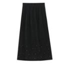 Beaded Corduroy Midi A-line Skirt