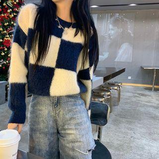 Two-tone Fluffy Sweater