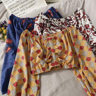 Off-shoulder Printed Crop Top In 6 Colors