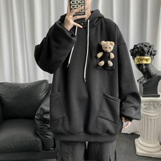 Bear Accent Pocket Hoodie