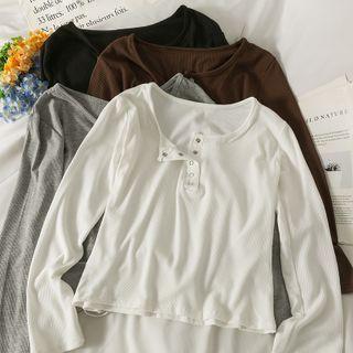 Plain Slim-fit Crop Henley