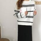 Striped Round Neck Loose-fit Sweater